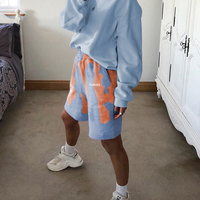 Cute Colorful Tie Dyed Print Casual Sweat Short High Waisted Pants Bottom E-Girl Kawaii Korean Japanese Harajuku Chinese Retro Streetwear Aesthetic - Thumbnail 8