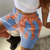Cute Colorful Tie Dyed Print Casual Sweat Short High Waisted Pants Bottom E-Girl Kawaii Korean Japanese Harajuku Chinese Retro Streetwear Aesthetic - Thumbnail 9
