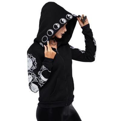 Black moon gothic women's hoodie - Thumbnail 4