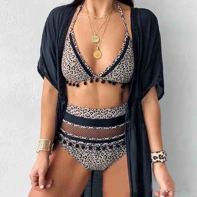 Leopard Print Sexy Vest Swimsuit Suit