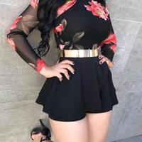 Women'S Printed Mesh Open Back Jumpsuit - Thumbnail 2