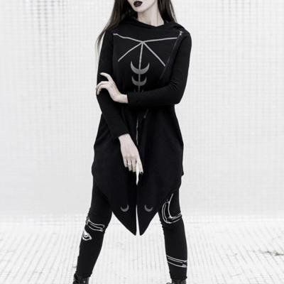 Moon child black gothic trench style jacket