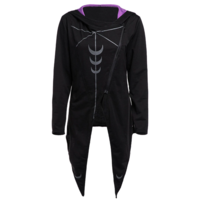 Moon Child Black Gothic Trench Style Jacket - Thumbnail 1