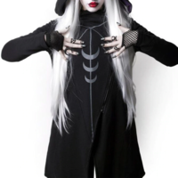 Moon Child Black Gothic Trench Style Jacket - Thumbnail 3