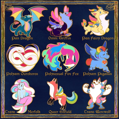 Legendary pride pins, flags o-t