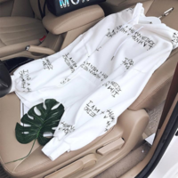 Letter Print Harajuku Hoodies in Black and White - Thumbnail 4