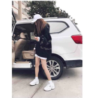 Letter Print Harajuku Hoodies in Black and White - Thumbnail 1