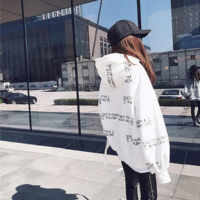 Letter Print Harajuku Hoodies in Black and White - Thumbnail 6