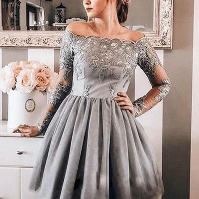 Discount off the shoulder short homecoming dresses applique cocktail dresses - Thumbnail 5