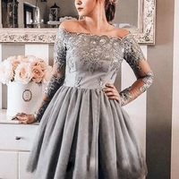 Discount Off the Shoulder Short Homecoming Dresses Applique Cocktail Dresses - Thumbnail 1