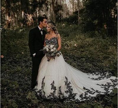 Custom Made Wedding Gothic Black A-line Wedding Dresses Plus Size Goth Bridal Ball Gowns Fashion Wedding Party Dress，600