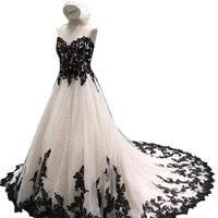 Custom Made Wedding Gothic Black A-line Wedding Dresses Plus Size Goth Bridal Ball Gowns Fashion Wedding Party Dress，600 - Thumbnail 1
