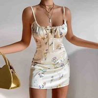 Sling Sexy Printing Sleeveless Dress - Thumbnail 1
