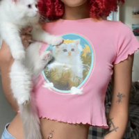 Free Shipping-RETRO KITTEN TOP - Thumbnail 1