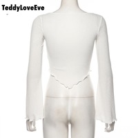 Cute Sexy Transparent See Through Crop Top Long Sleeve Shirt Tee T-shirt E-Girl Kawaii Korean Japanese Harajuku Chinese Retro Streetwear Aesthetic - Thumbnail 9