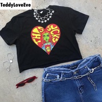 Cute Black Alien Girl Cartoon Graphic Casual Short Sleeve Shirt Tee T-shirt E-Girl Kawaii Korean Japanese Harajuku Chinese Retro Streetwear Aesthetic - Thumbnail 4