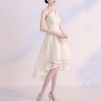 High quality lace short prom dress one shoulder evening dress - Thumbnail 2