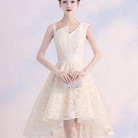 High quality lace short prom dress one shoulder evening dress - Thumbnail 4