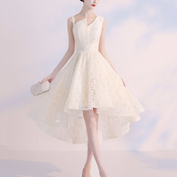 High quality lace short prom dress one shoulder evening dress - Thumbnail 5