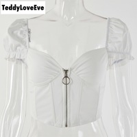 Cute Sexy V Neck Corset Backless Summer Zipper Beach Crop Shirt Tee T-shirt E-Girl Kawaii Korean Japanese Harajuku Chinese Retro Streetwear Aesthetic - Thumbnail 6