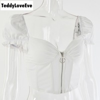 Cute Sexy V Neck Corset Backless Summer Zipper Beach Crop Shirt Tee T-shirt E-Girl Kawaii Korean Japanese Harajuku Chinese Retro Streetwear Aesthetic - Thumbnail 9