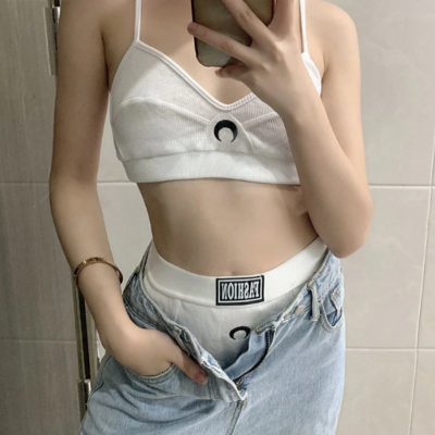Harajuku gothic moon embroidered sexy two piece lingerie