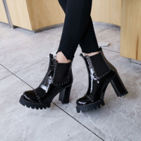 Rivet Black Chunky Heeled Platform Boots - Thumbnail 6