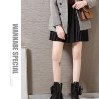 Lace up Thick Soled Military Style Black Harajuku Boots - Thumbnail 1