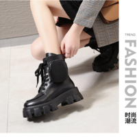 Lace up Thick Soled Military Style Black Harajuku Boots - Thumbnail 2