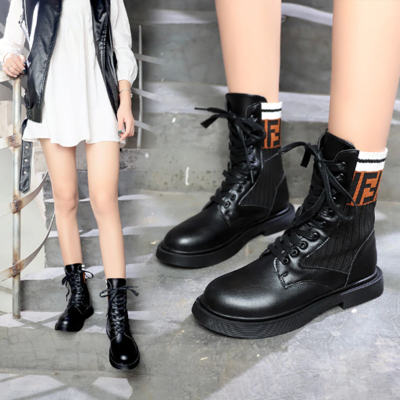 Autumn and winter black leather fashion boots - Thumbnail 5
