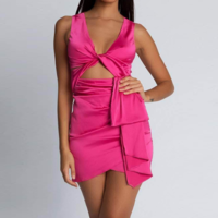 Irregular Sexy V-Neck Sleeveless Dress - Thumbnail 2