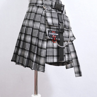 Cute Sexy Goth Punk Red Plaid Checkered Pleated High Waist Mini Skirt Bottom E-Girl Kawaii Korean Japanese Harajuku Chinese Retro Streetwear Aesthetic - Thumbnail 9