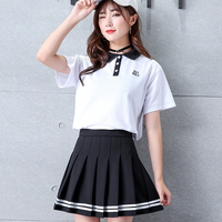 Cute Preppy Sailor School Uniform Pleated High Waist Mini Skirt Bottom E-Girl Kawaii Korean Japanese Harajuku Chinese Retro Streetwear Aesthetic - Thumbnail 4