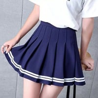 Cute Preppy Sailor School Uniform Pleated High Waist Mini Skirt Bottom E-Girl Kawaii Korean Japanese Harajuku Chinese Retro Streetwear Aesthetic - Thumbnail 8