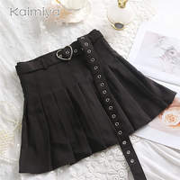 Cute Preppy Summer Pleated Heart Shape Belt High Waist Mini Skirt Bottom E-Girl Kawaii Korean Japanese Harajuku Chinese Retro Streetwear Aesthetic - Thumbnail 5