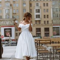 Simple Beach Wedding Dresses Off the Shoulder Short Bridal Gowns - Thumbnail 1