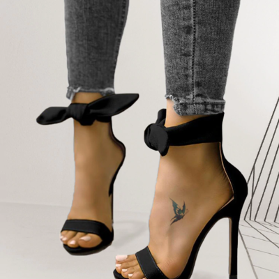 Sexy black and yellow ankle strap high heels fashion sandals - Thumbnail 4