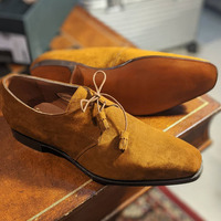 Bespoke Men Handmade Tan Tussle Suede Dress Formal Shoes - Thumbnail 4