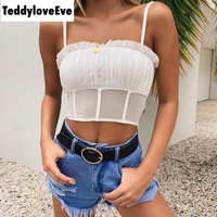 Cute Sexy See Through Mesh Crop Top Camisole Tank Shirt Tee T-shirt E-Girl Kawaii Korean Japanese Harajuku Chinese Retro Streetwear Aesthetic - Thumbnail 5