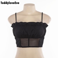 Cute Sexy See Through Mesh Crop Top Camisole Tank Shirt Tee T-shirt E-Girl Kawaii Korean Japanese Harajuku Chinese Retro Streetwear Aesthetic - Thumbnail 8
