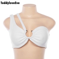 Cute Sexy Solid Color Metal Tube Strap Crop Top Camisole Shirt Tee T-shirt E-Girl Kawaii Korean Japanese Harajuku Chinese Retro Streetwear Aesthetic - Thumbnail 1