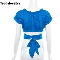 Cute Sexy Solid Color Bandage Cross Tie Up Crop Top Shirt Tee T-shirt E-Girl Kawaii Korean Japanese Harajuku Chinese Retro Streetwear Aesthetic - Thumbnail 8