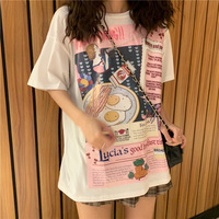 Cute Funny Cartoon Egg Bacon Breakfast Food Graphic Short Sleeve Shirt Tee T-shirt E-Girl Kawaii Korean Japanese Harajuku Chinese Retro Streetwear - Thumbnail 5