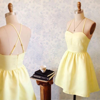 Cute A Line Daffodil Satin Hoco Dresses Under 100 - Thumbnail 1