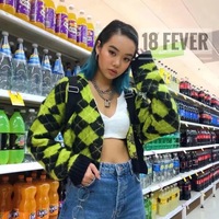 Cute Checkered Vintage Knit Cardigan Sweater Top Shirt Winter Autumn E-Girl Kawaii Korean Japanese Harajuku Chinese Retro Streetwear - Thumbnail 7