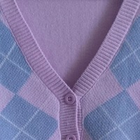 Cute Pink Geometrical Chic Vintage Knit Cardigan Sweater Top Shirt Winter Autumn E-Girl Kawaii Korean Japanese Harajuku Chinese Retro Streetwear - Thumbnail 8