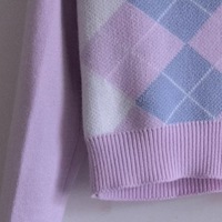 Cute Pink Geometrical Chic Vintage Knit Cardigan Sweater Top Shirt Winter Autumn E-Girl Kawaii Korean Japanese Harajuku Chinese Retro Streetwear - Thumbnail 9