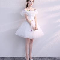 Cute tulle lace short prom dress party dress - Thumbnail 1