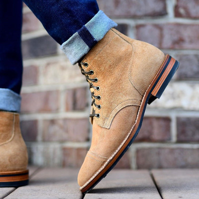 Handmade bespoke men tan ankle lace up suede boots - Thumbnail 2