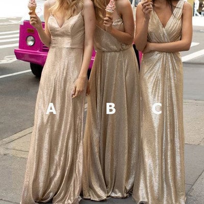 V neck/spaghetti straps long bridesmaid dresses - Thumbnail 3